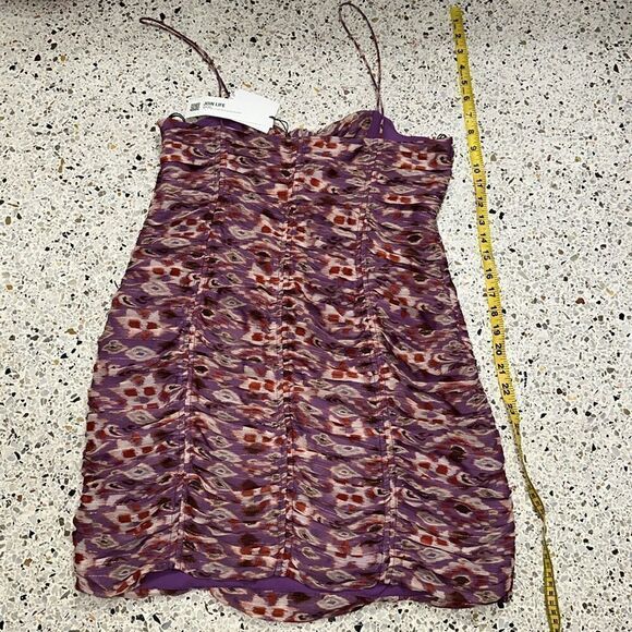 NWT Zara purple shimmer mini cut outs spaghetti straps dress medium m - Picture 5 of 6